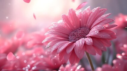 Delicate Pink Flower with Water Droplets - Powered by Adobe