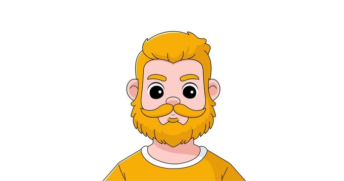 Bearded Man Reveals His Charm: Winks and Gazes Left