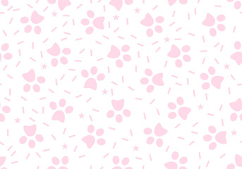 Dog paw seamless pattern cat footprint french bulldog kitten calico vector puppy pet cartoon doodle tile background gift wrapping paper repeat wallpaper illustration design