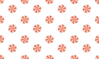 Seamless Christmas pattern with candy. Peppermint Pattern. Strawberry swirl candy seamless pattern. Perfect for fabrics, kids clothing and fashion print. Vector illustration