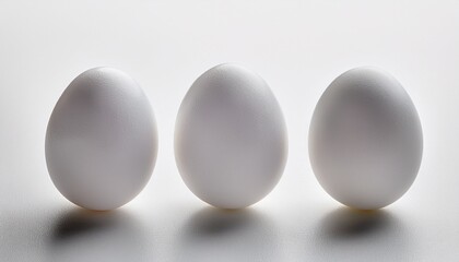 Three White Eggs On White Surface
