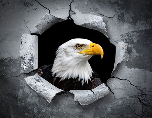 Eagle portrait through a concrete wall