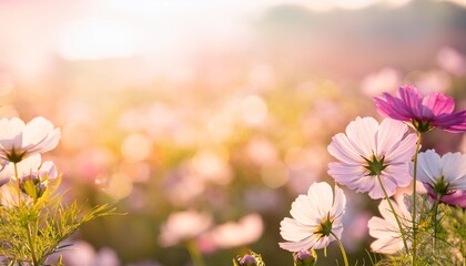 Abstract Blurred Cosmos Flower And Bokeh Light With Copy Space For Background