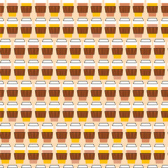 Coffee To Go. Cup Seamless Pattern. Vector Illustration of Drink Cafeteria Flat Style Background. Espresso Take Away.