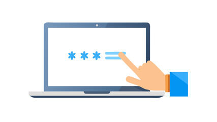 Laptop password security login access computer system protection account user authentication finger input online