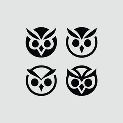 Set of minimalist owl icons simple flat vector design perfect for logo design and branding