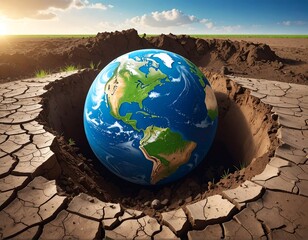 Earth in a cracked, dry landscape