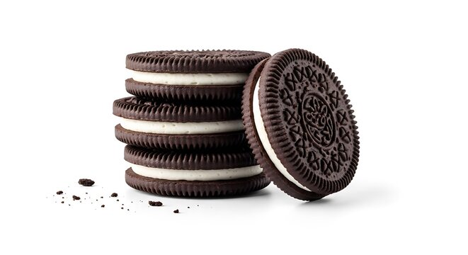 Stack of Oreo Cookies on White Background.