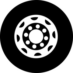 Silhouette of a cartoon truck wheel.