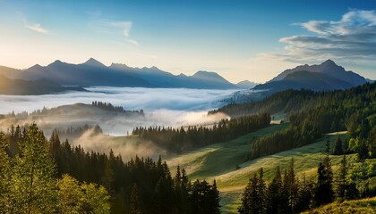 Obraz premium Morning Mist In The Mountain