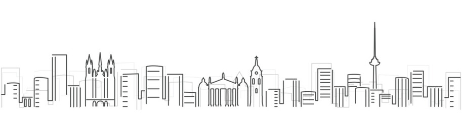Vilnius Simple Dark Lines Skyline on White Background