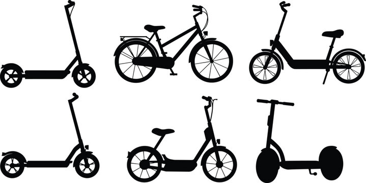 bicycles, scooters, electric scooters, eco friendly transport, urban mobility, modern city commuting vehicles