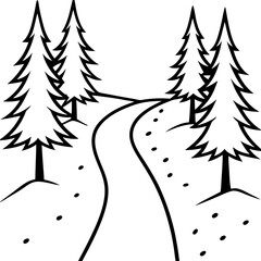 A magical winter forest path vector illustration