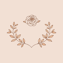 Rose gold floral invitation border with a minimal design vector illustration