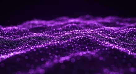 Abstract digital waveform pattern in vibrant purple color against black background
