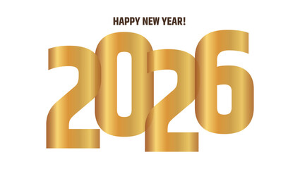 Happy New Year 2026 Vector with Golden 3D Numbers and Modern Typography – Luxury Festive Greeting Card Design for Celebration and Holiday Wishes