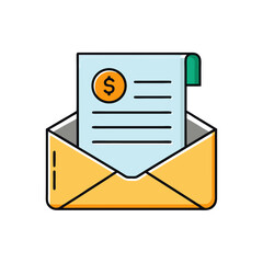 An icon of a payslip inside an envelope representing a salary payment vector illustration