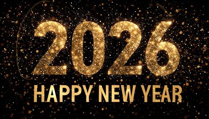 A cinematic animation with a golden whoosh revealing polished 3D text and a spectacular firework explosion. Perfect for an epic happy new year 2026 event opener - Powered by Adobe