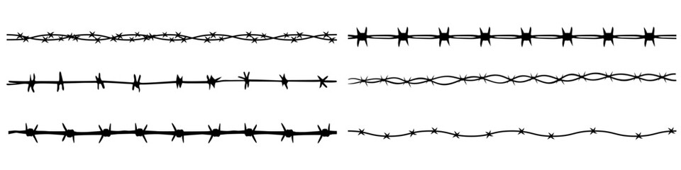 Barbed wire icon vector set. Barbwire illustration sign collection. Fence symbol or logo.