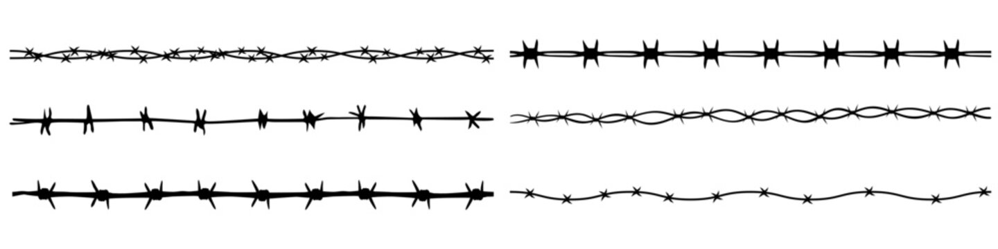 Barbed wire icon vector set. Barbwire illustration sign collection. Fence symbol or logo.