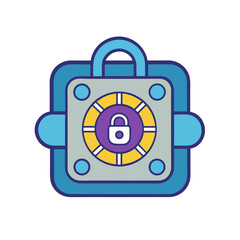 A flat design icon of a safe vault with a lock and digital dial vector illustration