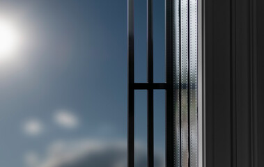 A fragment of an entrance door with a built-in double-glazed window