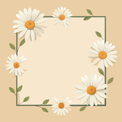 Fototapeta premium A hand drawn daisy garland forming a beautiful square border vector illustration