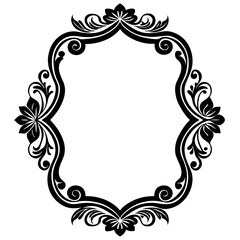 A vintage rectangular floral frame with an intricate line art pattern vector illustration