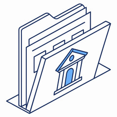 A bank account opening icon with a folder and documents vector illustration