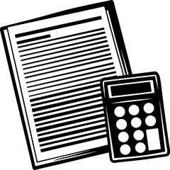 A tax filing document with a calculator icon on a white background vector illustration