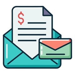 A salary payslip icon with an envelope on a white background vector illustration
