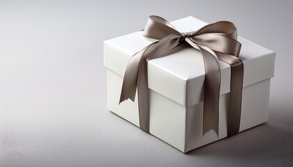 Fototapeta premium White Gift Box With Ribbon