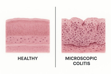 Microscopic View of Healthy Tissue Versus Microscopic Colitis