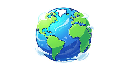 Fototapeta premium Illustration of stylized cartoon illustration of planet earth with clouds isolated on transparent background