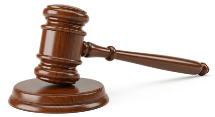 Gavel resting on sound block representing justice law