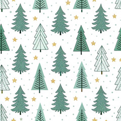 Obraz premium Christmas tree pattern seamless background