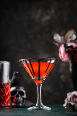 Spooky red Halloween monster cocktail