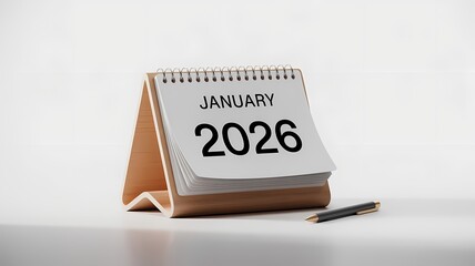 Plan your future today with a fresh calendar page for January 2026 and a classic pen ready