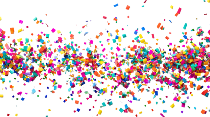 Colorful confetti isolated on transparent background for party and celebration