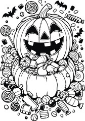 Halloween vector illustration with pumpkin background and spooky design