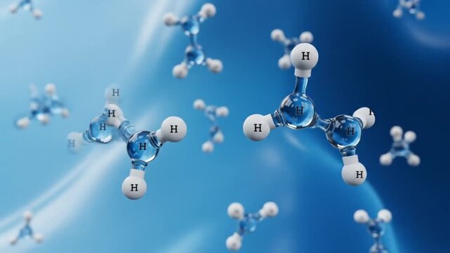 Dynamic molecular structures representing scientific discovery and innovation in a vibrant blue digital background