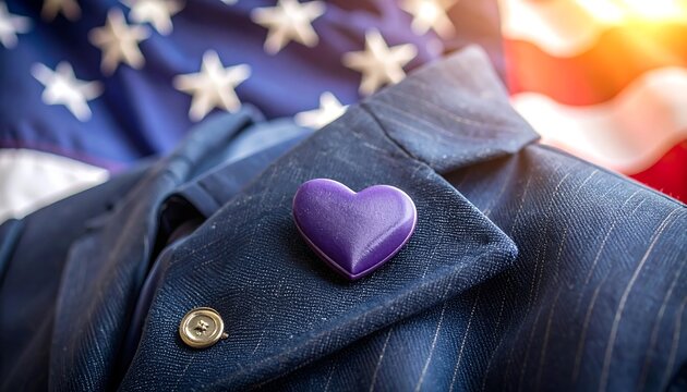 Heart on Suit with Us Flag Patriotism and Support Concept