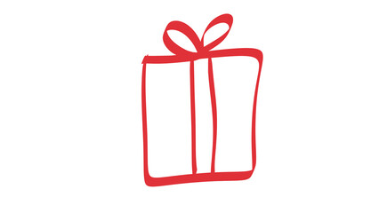 Red Gift Box Illustration on transparent Background: Simple Present Icon, Holiday Graphic Element, Celebration