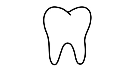 Tooth Icon, Simple Line Drawing: Dental Care, Hygiene Concept - Isolated transparent Background Illustration