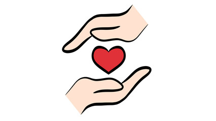 Heart in Hands Vector Graphic: Care, Love, Support, Giving, Charity, Health, Kindness, Protection, Hope, Trust, Red Heart Icon Isolated on transparent Background