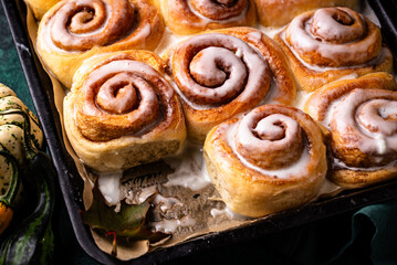 Fresh homemade bakery cinnamon buns