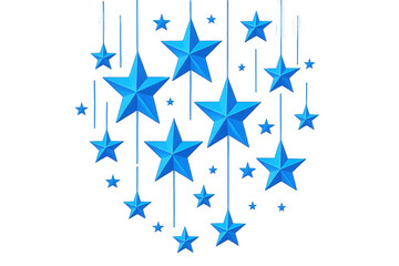 Blue stars hanging, celebration decoration, festive design element, transparent background, holiday ornament