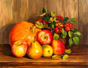 Still life of autumn fruit