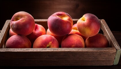 Rustic Tray Stacked With Orange Red Peaches