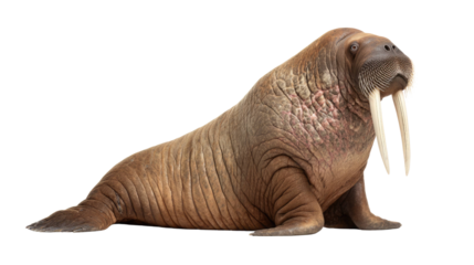 Walrus with Long Ivory Tusks – Arctic Marine Mammal Isolated on Transparent Background for Wildlife and Nature Design